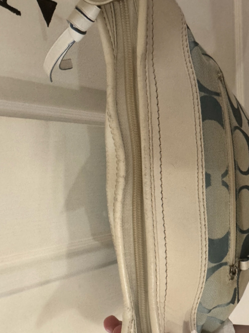 Coach 2008 Convertible Bucket Bag #F13358 blue white Sig C Canvas Leather - EUC - Picture 16 of 16